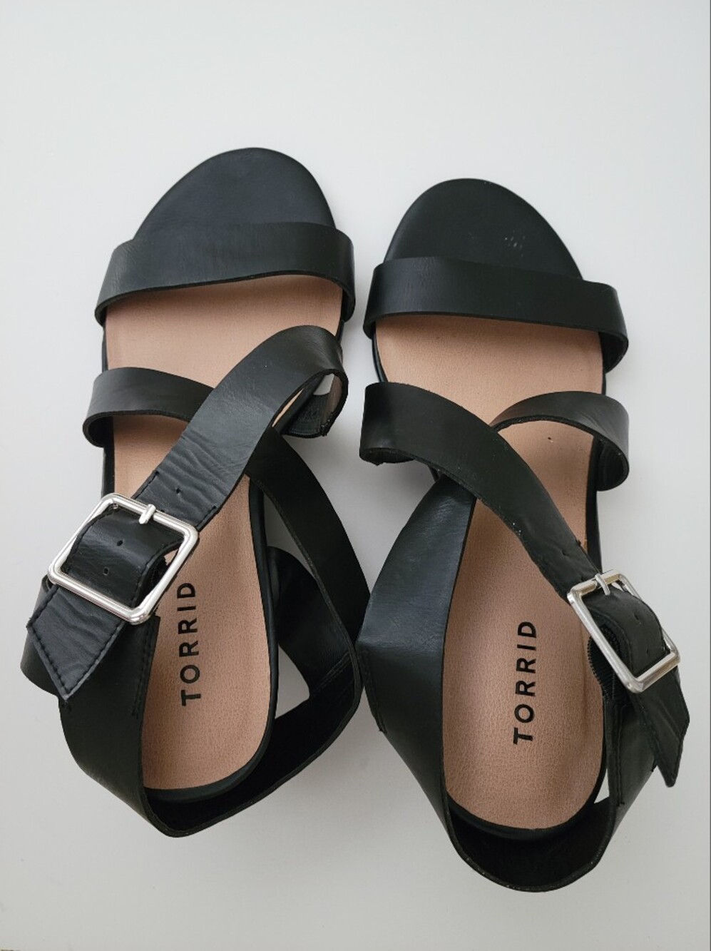NEW Torrid Black Vegan Criss Cross Wedge Sandals, Sz 11